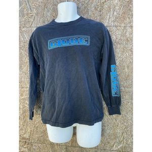Vintage 90s Globe Skate Skateboard USA  LS blue t shirt  spell out Small  skater